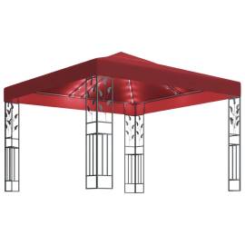 Pavilion cu șir de lumini led, roșu vin, 3x3 m