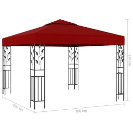 Pavilion cu șir de lumini led, roșu vin, 3x3 m, 8 image