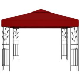 Pavilion cu șir de lumini led, roșu vin, 3x3 m, 3 image