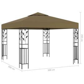 Pavilion cu șiruri de lumini led, gri taupe, 3x3m,, 8 image