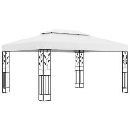 Pavilion cu acoperiș dublu & șiruri de lumini led, alb, 3x4 m, 2 image