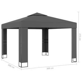 Pavilion cu acoperiș dublu&șiruri de lumini led,antracit, 3x3 m, 6 image