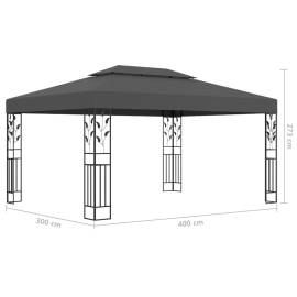 Pavilion cu acoperiș dublu&șiruri de lumini led,antracit, 3x4 m, 9 image