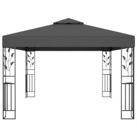 Pavilion cu acoperiș dublu&șiruri de lumini led,antracit, 3x4 m, 4 image