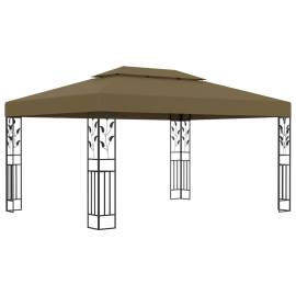 Pavilion cu acoperiș dublu & lumini led, gri taupe, 3x4m, 2 image