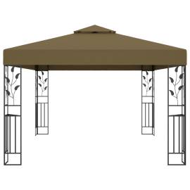 Pavilion cu acoperiș dublu & lumini led, gri taupe, 3x4m, 4 image
