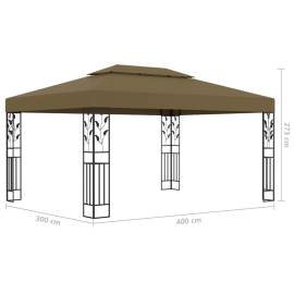 Pavilion cu acoperiș dublu & lumini led, gri taupe, 3x4m, 9 image