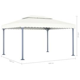Pavilion cu perdele & șiruri lumini, crem, 400x300 cm, aluminiu, 8 image
