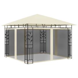 Pavilion cu plasă anti-țânțari & lumini led crem 3x3x2,73m, 2 image