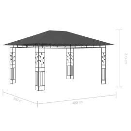Pavilion cu plasă anti-țânțari&lumini led, antracit, 4x3x2,73 m, 10 image
