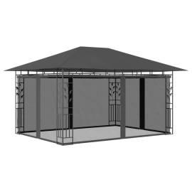 Pavilion cu plasă anti-țânțari&lumini led, antracit, 4x3x2,73 m, 2 image