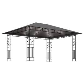Pavilion cu plasă anti-țânțari&lumini led, antracit, 4x3x2,73 m, 3 image
