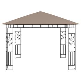 Pavilion cu plasă anti-țânțari&lumini led,gri taupe, 3x3x2,73 m, 5 image