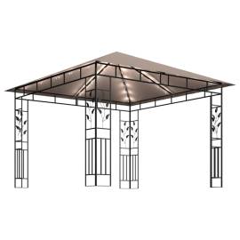 Pavilion cu plasă anti-țânțari&lumini led,gri taupe, 3x3x2,73 m, 3 image