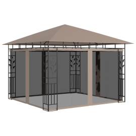 Pavilion cu plasă anti-țânțari&lumini led,gri taupe, 3x3x2,73 m, 2 image