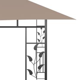 Pavilion cu plasă anti-țânțari&lumini led,gri taupe, 4x3x2,73 m, 7 image