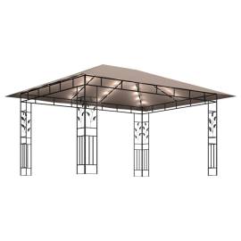 Pavilion cu plasă anti-țânțari&lumini led,gri taupe, 4x3x2,73 m, 3 image
