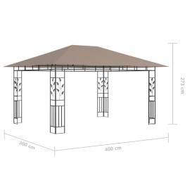 Pavilion cu plasă anti-țânțari&lumini led,gri taupe, 4x3x2,73 m, 10 image