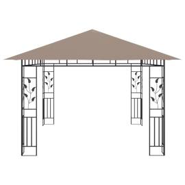 Pavilion cu plasă anti-țânțari&lumini led,gri taupe, 4x3x2,73 m, 6 image