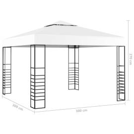 Pavilion de grădină cu șiruri de lumini, alb, 3x3 m, 6 image