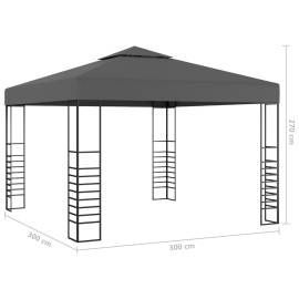Pavilion de grădină cu șiruri de lumini led, antracit, 3x3 m, 8 image