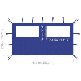 Perete lateral foișor cu ferestre, albastru, 4x2 m, 4 image