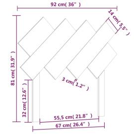 Tăblie de pat, alb, 92x3x81 cm, lemn masiv de pin, 6 image
