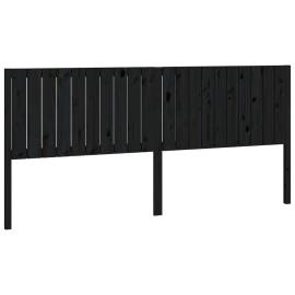 Tăblie de pat, negru, 205,5x4x100 cm, lemn masiv de pin, 2 image