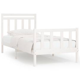 Cadru de pat, alb, 90x200 cm, lemn masiv de pin, 2 image