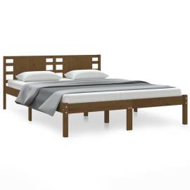 Cadru de pat, maro miere, 120x200 cm, lemn masiv de pin, 2 image