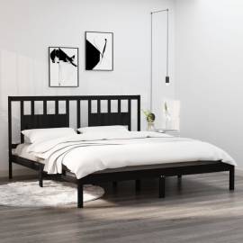 Cadru de pat, negru, 200x200 cm, lemn masiv de pin