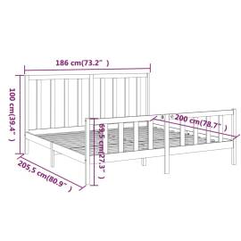 Cadru de pat, super king 6ft, 180x200 cm, lemn masiv de pin, 6 image