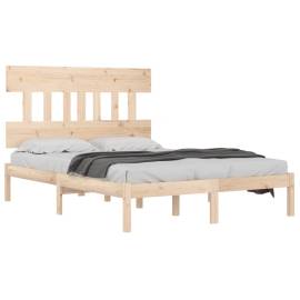 Cadru de pat dublu 4ft6, 135x190 cm, lemn masiv, 3 image