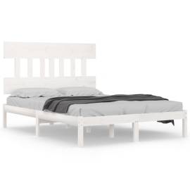 Cadru de pat super king 6ft, alb, 180x200 cm, lemn masiv, 2 image