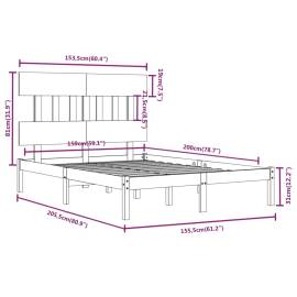 Cadru pat 5ft king size, alb, 150x200 cm, lemn masiv, 6 image