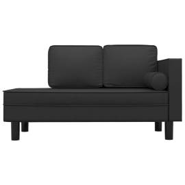 Canapea extensibilă cu 2 locuri, negru, piele ecologică, 3 image