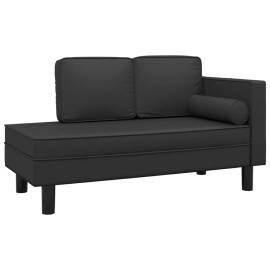 Canapea extensibilă cu 2 locuri, negru, piele ecologică, 2 image