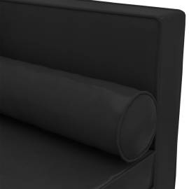 Canapea extensibilă cu 2 locuri, negru, piele ecologică, 7 image