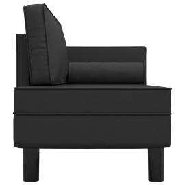Canapea extensibilă cu 2 locuri, negru, piele ecologică, 4 image