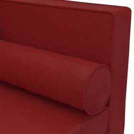 Canapea extensibilă cu 2 locuri, roșu vin, piele ecologică, 7 image