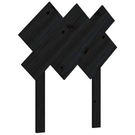 Tăblie de pat, negru, 72,5x3x81 cm, lemn masiv de pin, 2 image