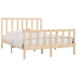 Cadru de pat, 140x190 cm, lemn masiv, 3 image