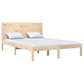 Cadru de pat, 140x200 cm, lemn masiv de pin, 3 image