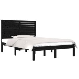 Cadru de pat, negru, 140x190 cm, lemn masiv, 3 image