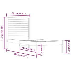 Cadru de pat single 3ft6, negru, 90x190 cm, lemn masiv, 6 image