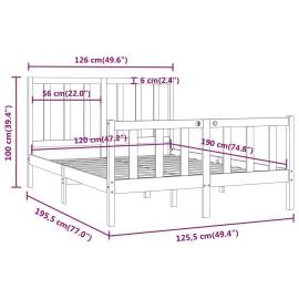 Cadru de pat small double 4ft, alb, 120x190 cm, lemn masiv, 6 image