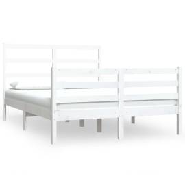 Cadru pat, alb, 140x190 cm, lemn masiv de pin, 2 image