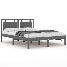 Cadru de pat, gri, 120x200 cm, lemn masiv, 2 image