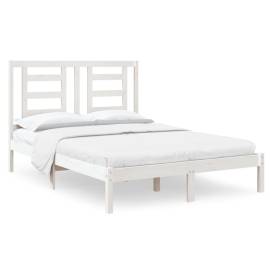 Cadru de pat mic dublu 4ft, alb, 120x190 cm, lemn masiv, 2 image