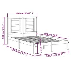 Cadru pat small double 4ft, negru, 120x190 cm, lemn masiv, 6 image